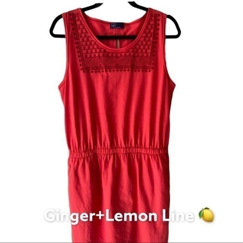 GAP Embroidered Sleeveless Dress Orange-ish-Red Large